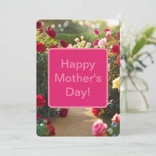 Rose Garden Path Red Pink Green 2025 Holiday Card