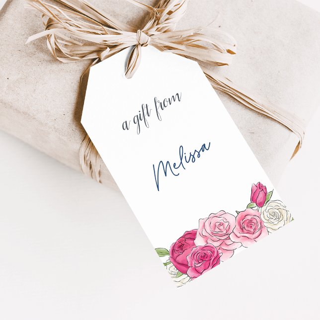 Rose Garden | Pink Floral Display Shower Gift Tags (Creator Uploaded)