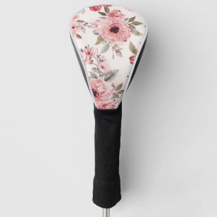 Rose Garden Pink Watercolor Floral Blush Botanical Golf Head Cover