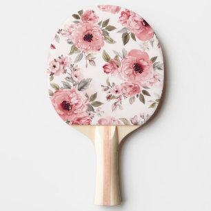 Rose Garden Pink Watercolor Floral Blush Botanical Ping Pong Paddle
