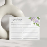 Rose Garden Recipe Card<br><div class="desc">Lavender watercolor floral recipe card that matches our Rose Garden shower invitations in Lilac.</div>