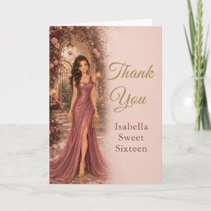 Rose Garden Sweet Sixteen Thank You Card
