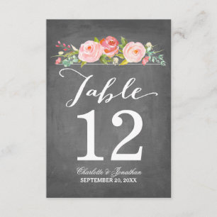 Rose Garden Table Number Card