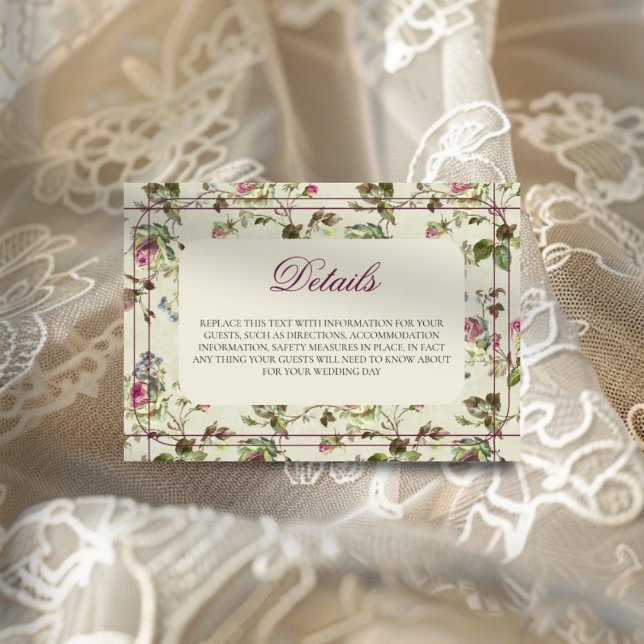Rose garden vintage wedding  enclosure card (Creator Uploaded)