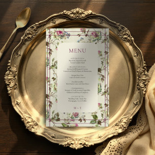 Rose garden vintage wedding menu