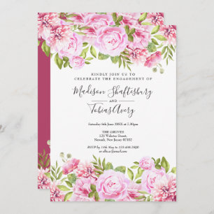 Rose Garden Watercolour Floral Engagement Party Invitation