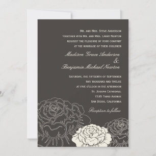Rose Garden Wedding Invitation - Charcoal