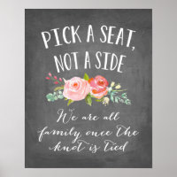 Rose Garden Wedding Sign | Pick A Seat, Not A Side