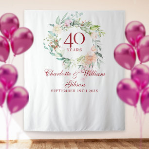 Rose Garland 40th Anniversary Photo Booth Backdrop Tapestry