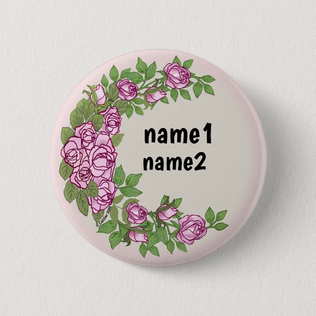 Rose  garland  6 cm round badge (Front)