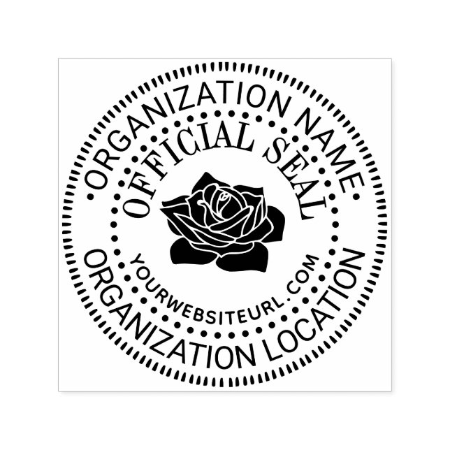 Rose Generic Custom Official Seal Name Loc URL Self-inking Stamp (Design)