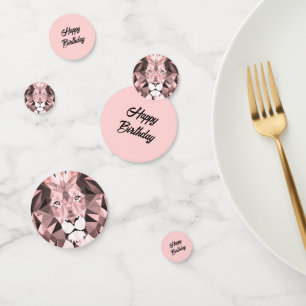 Rose Geometric Lion Head Birthday Confetti