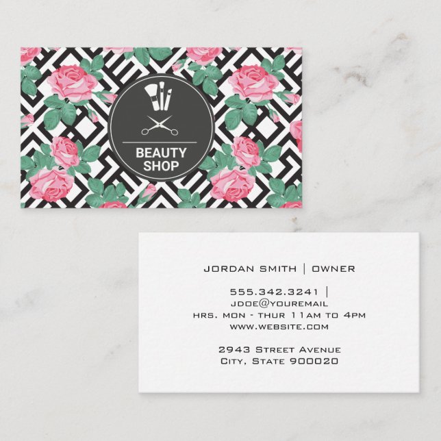 Rose Geometric Pattern Business Card (Front/Back)
