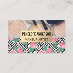 Rose Geometric Pattern   Makeup Brushes Business Card