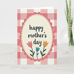 Rose Gingham Mothers Day Card