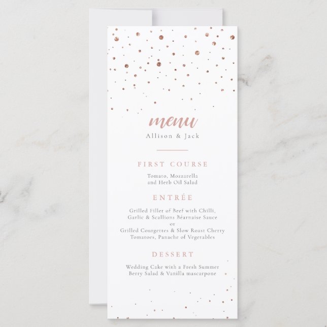 Rose Glitter Classic Wedding Menu (Front)