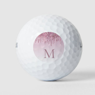  Rose Glitter Drips Personalised Monogram and name Golf Balls