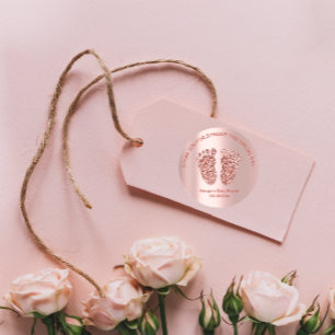 Rose Glitter Feet Baby Shower Favour Thank You Gla Classic Round Sticker