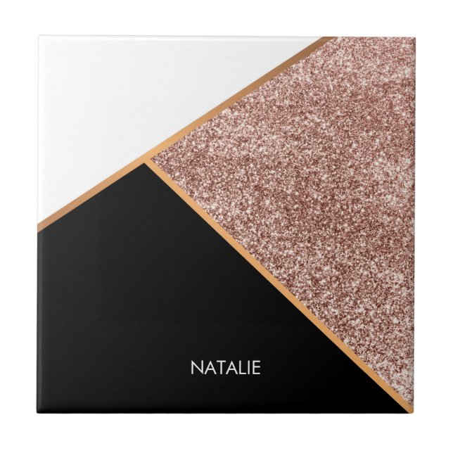 Rose Glitter Geometric Tile (Front)