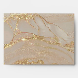 Rose Glitter Gold Alcohol Ink Elegant Envelope