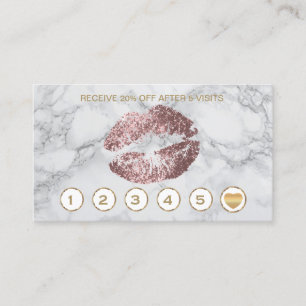 Rose Glitter Lips on Grey and White Marble Loyalty