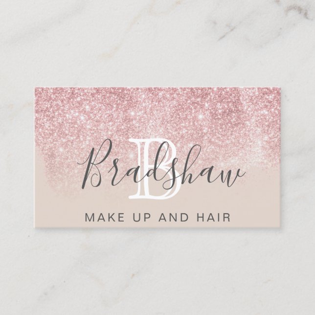 Rose Glitter Makeup Artist Hair Salon  Business Card (Front)