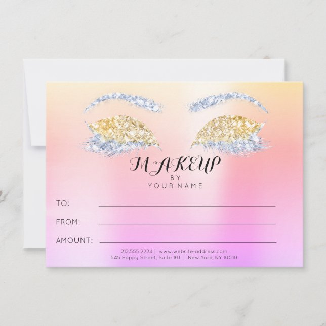 Rose Glitter Ombre Makeup Beauty Certificate Gift (Front)