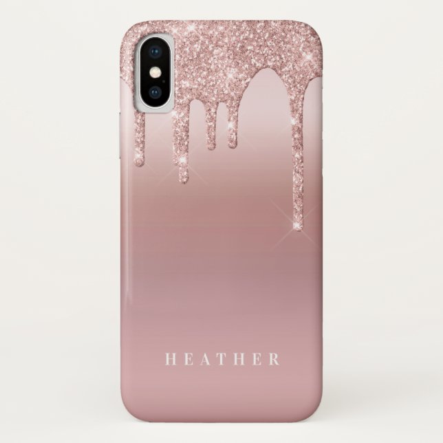 Rose Glitter Ombre Pink Blush Personalised Case-Mate iPhone Case (Back)