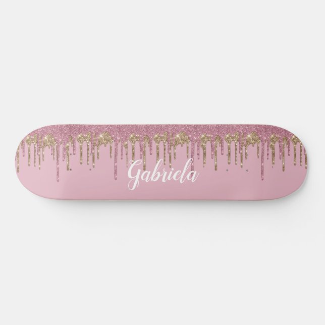 Rose Glitter Skateboard w/ Name (Horz)