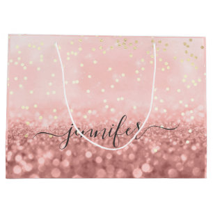 Rose Glitter Wedding Bridal Gold Confetti Large G Gift Bag