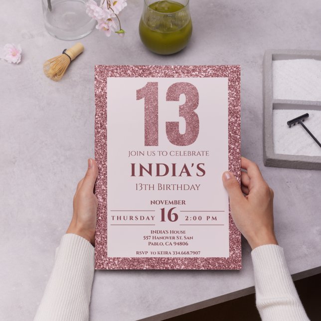 rose gold 13th birthday invitation (Creator Uploaded)