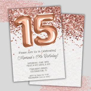 Rose Gold 15th Birthday Party Invitation