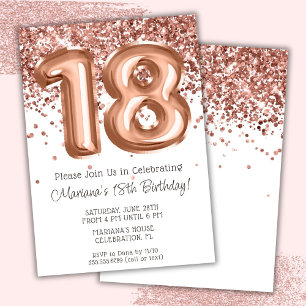 Rose Gold 18th Birthday Party Invitation