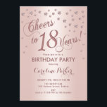 Rose Gold 18th Birthday Party Invitation<br><div class="desc">18th Birthday Party Invitation
Elegant design with faux glitter rose gold and foil effect. Sparkly glitter diamonds confetti and stylish script font invite card. Glam blush pink and white. Cheers to 18 Years! Please message me if you need further customisation.</div>