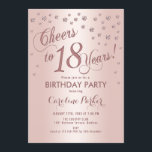 Rose Gold 18th Birthday Party Invitation<br><div class="desc">18th Birthday Party Invitation
Elegant design with faux glitter rose gold and foil effect. Sparkly glitter diamonds confetti and stylish script font invite card. Glam blush pink and white. Cheers to 18 Years! Please message me if you need further customisation.</div>