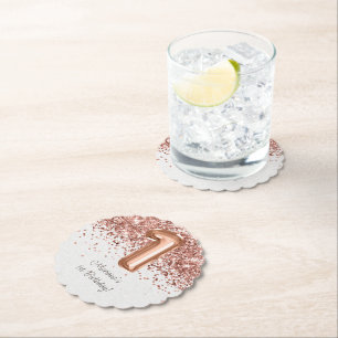 Rose Gold 1st Birthday Party Paper Coaster