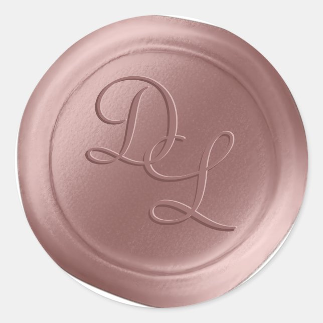 Rose Gold 2 Letter Monogram Wax Seal Stickers (Front)