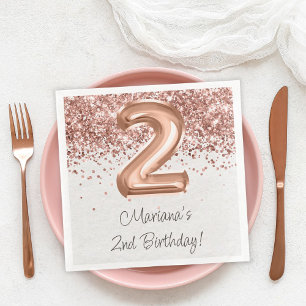  Rose Gold 2nd Birthday Party Napkin
