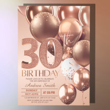 Rose Gold 30th Birthday Balloons Glam Glitter