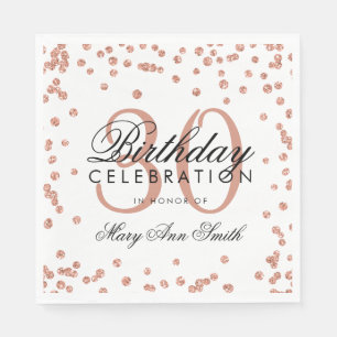 Rose Gold 30th Birthday Glitter Confetti White Napkin