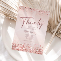 Rose Gold 30th Birthday Invitation for Women