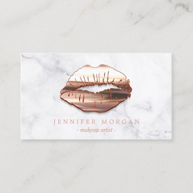 Rose Gold 3D Lips Marble Appointment Card (Front)