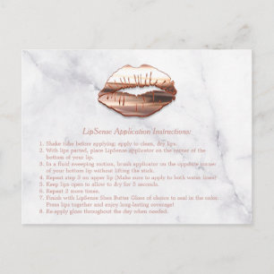 Rose Gold 3D Lips Marble Makeup Instruction Tips Postcard
