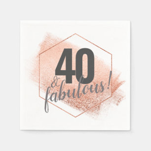 Rose Gold 40 and Fabulous Birthday Party Napkin