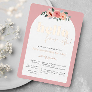 Rose gold 40th Birthday glam floral 