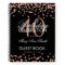 Rose Gold 40th Birthday Guestbook Confetti Black