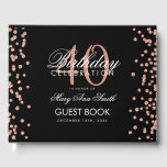 Rose Gold 40th Birthday Party Confetti Black Guest Book<br><div class="desc">Elegant 40th Birthday Party Rose Gold Glitter Confetti Black template.</div>