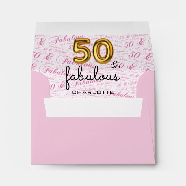 Rose Gold 50 and Fabulous Elegant Envelope (Back (Bottom))