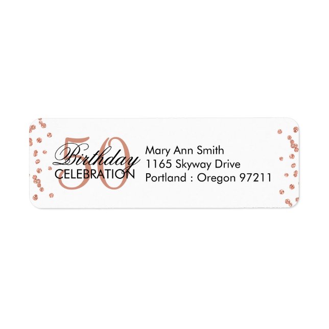 Rose Gold 50th Birthday Glitter Confetti (Front)