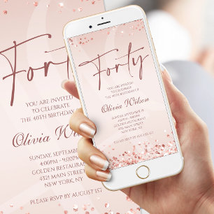 Rose Gold 50th Birthday Mobile Invite Fifty & Fab